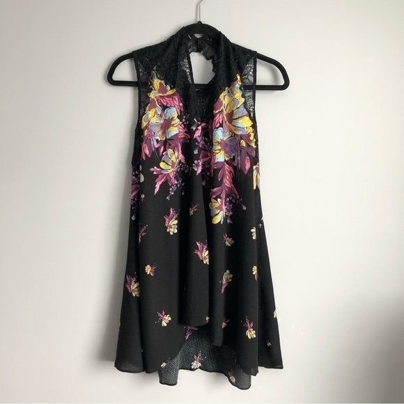 Free People Marsha Floral Print Lace Slip Dress festival boho oversized XS - Picture 5 of 10